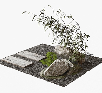 Modern interior landscaping courtyard sketch stone 3d model