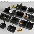 Stylish Black Kitchen Sinks With Fresh Fruits Plates And Utensils