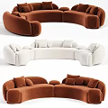 Curved Sectional Sofa in Gray Beige Brown with Soft Upholstery and Plush Cushions