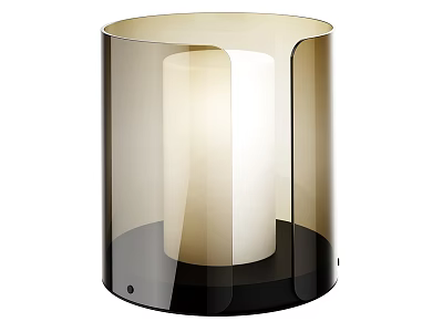 Modern Minimalist Cylindrical Table Lamp With Transparent Beige And Black Shade 3d model