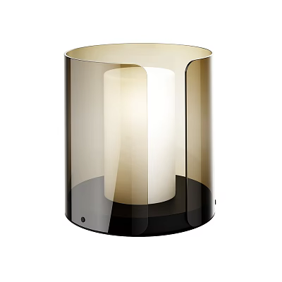 Modern Minimalist Cylindrical Table Lamp With Transparent Beige And Black Shade 3d model