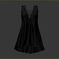 Black Sleeveless Dress With Front Lace Up Detail And Flowy Hem Design