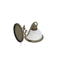 Vintage Brass Wall Sconce With White Ribbed Glass Shade And Ornate Decorative Base