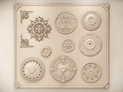 French carved plaster 3d model