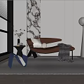Modern chaise longue recliner side table floor lamp 3d model