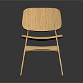 Simple Wooden Leisure Chair With Curved Seat And Straight Legs Design