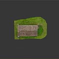 Red Tiled Roof Building On Green Grassy Lawn With Fence And Bench