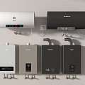 Different Types of Modern Daily Use Water Heater Appliances with Digital Control White Black Silver