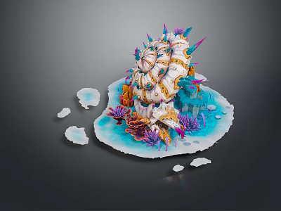 Enchanted Underwater Scene With Coral Reef And Magical Structures 3d model