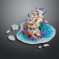 Enchanted Underwater Scene With Coral Reef And Magical Structures