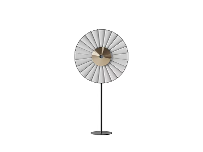 Modern Floor Lamp with Circular Radial Shade Gray White Gold Accent Black Stand Base 3d model