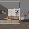 Cozy Modern Tatami Bedroom Interior With Platform Orange Mats And Storage Cabinets