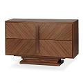 Elegant Walnut Wood Console Cabinet With Herringbone Grain And Sturdy Base Design