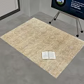 Beige Square Rug With Open Book Placed On Modern Room Floor 3d model