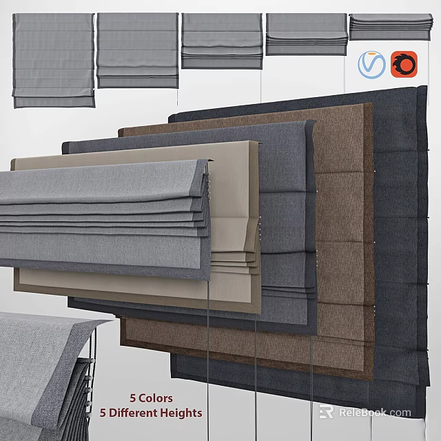 Various Curtain Fabric Samples With Different Colors Textures And Materials 3d model 