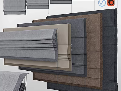 Various Curtain Fabric Samples With Different Colors Textures And Materials 3d model