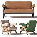 Modern Leisure Chairs With Brown Beige Green Fabric And Wooden Legs Design