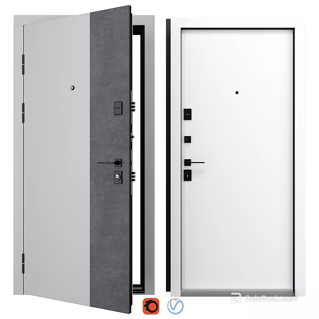 Stylish Modern Swing Door With Sleek Design Durable Aluminum Frame And Secure Lock System 3d model 
