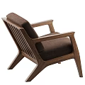 Modern Accent Chair With Walnut Wood Frame And Cream Upholstery Armrests Angled Legs