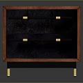 Modern Entryway Console Cabinet With Wooden Frame Dark Drawers And Gold Metal Handles