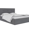 Modern Double Bed With Grey Upholstered Headboard And White Bed Linen 3d model