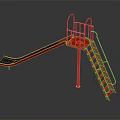 Red Play Equipment Featuring Slide And Ladder With Simple Design For Kids Playground
