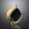 Cute Cartoon Style Creative Electronic Appliance Featuring Yellow Body Blue Screen And Limbs