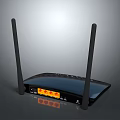 Black Wireless Router With Dual Antennas Orange Indicator Lights Ethernet Ports For Home Network Setup