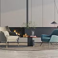 Modern Casual Table and Chair Combination Single Sofa 3d model