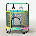 Kids Round Trampoline With Colorful Frame Safety Net Spring Pad And Support Legs