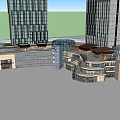 Modern Hotel Building With Tall Glass Towers And Surrounding Commercial Plaza