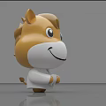 Cute Brown And White Horse Shaped Cartoon Doll With Big Eyes And Smiling Face