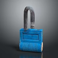 Blue Padlock Hardware Tool With Metal Shackle And Textured Body Design