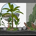 Courtyard landscape landscaping sketch plantain spring feather tropical green plant combination 3d model