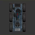 Blue Robotic Vehicle With Four Wheels Camera Antenna And Mechanical Arm