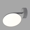 Modern Gray Wall Lamp With Curved Arm And Round White Light Shade 3d model