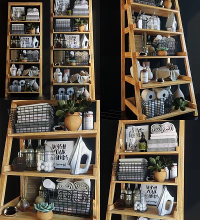 Nordic Bathroom Small Bathroom Cabinet Shelf Bath Supplies 3d model