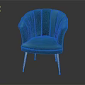 Elegant Green Velvet Chair With Scalloped Backrest And Golden Tapered Legs