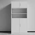 Modern White Bookcase With Cabinet Doors And Open Shelves Against Gray Wall Minimalist Design
