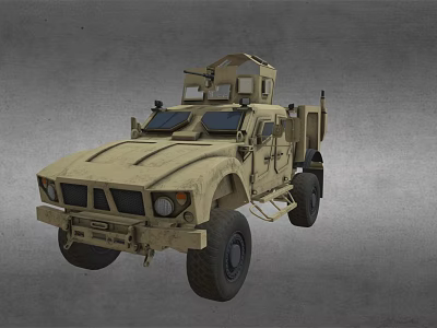 Tan Colored Military Weapon Vehicle With Roof Mounted Equipment And Armored Design 3d model