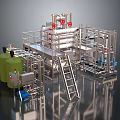 Industrial Equipment With Stainless Steel Framework Green Tank Ladder And Control Panel