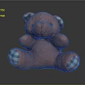 Orange Plush Teddy Bear Doll With Plaid Pattern On Ears And Feet