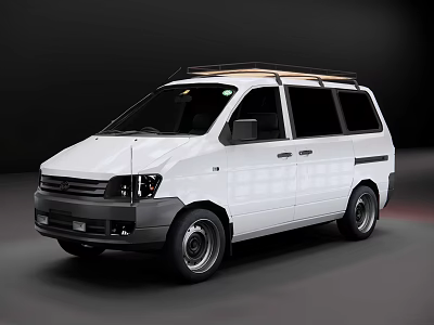 White Commercial Van With Roof Rack Black Wheels And Modern Exterior Design 3d model