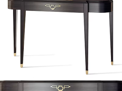 Modern Dressing Table Design With Black Wooden Body And Gold Metal Drawer Handles 3d model