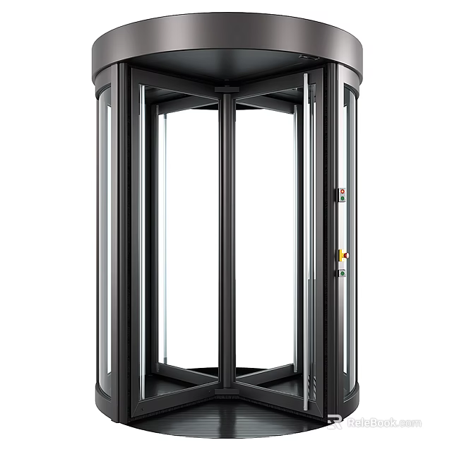 Modern Commercial Revolving Door With Glass Panels And Metal Frame Design For Entrance 3d model 