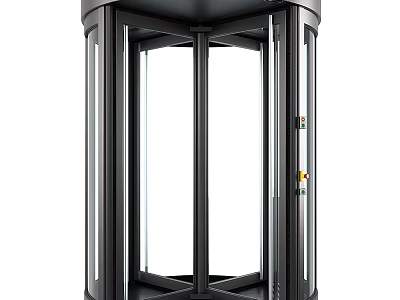 Modern Commercial Revolving Door With Glass Panels And Metal Frame Design For Entrance 3d model