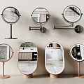 Modern Minimalist Mirrors Featuring Tabletop And Wall Mounted Styles With Various Shapes 3d model