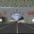 Road Infrastructure Featuring Traffic Tunnel Entrance With Safety Management And Vehicle Access