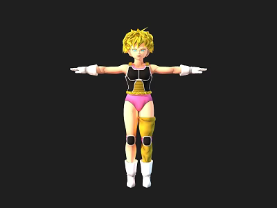 Game and Movie Character with Blonde Short Hair Black Top Pink Shorts and White Boots 3d model