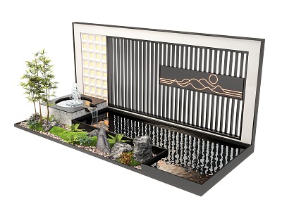 Modern waterscape wall landscape wall waterscape fountain stacked water landscape sketch model